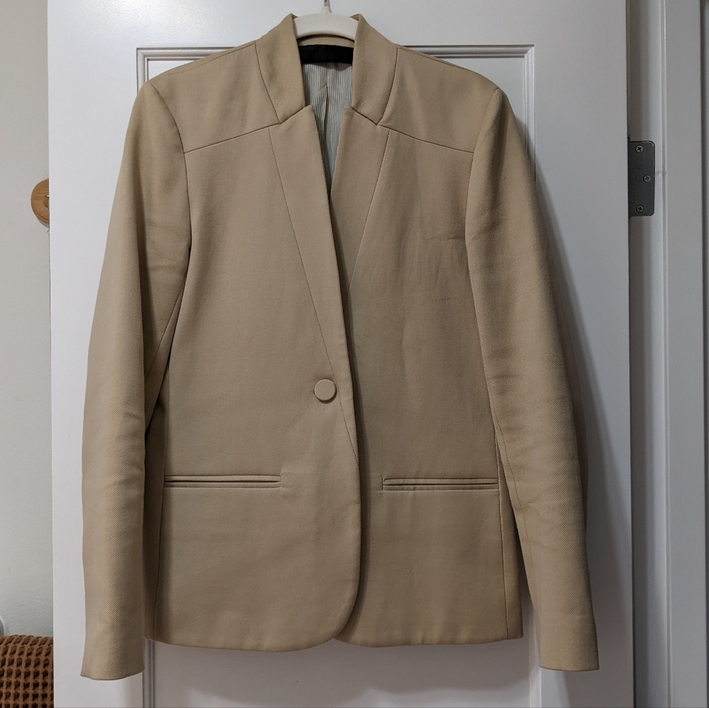 Jenni Kayne Boy Blazer Cotton Tan Khaki Beige Small